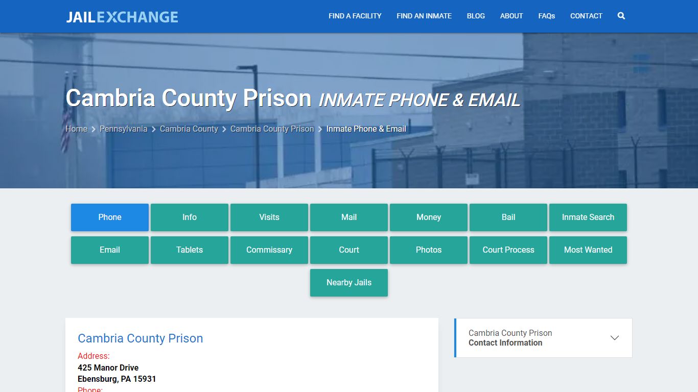 Inmate Phone - Cambria County Prison, PA - Jail Exchange