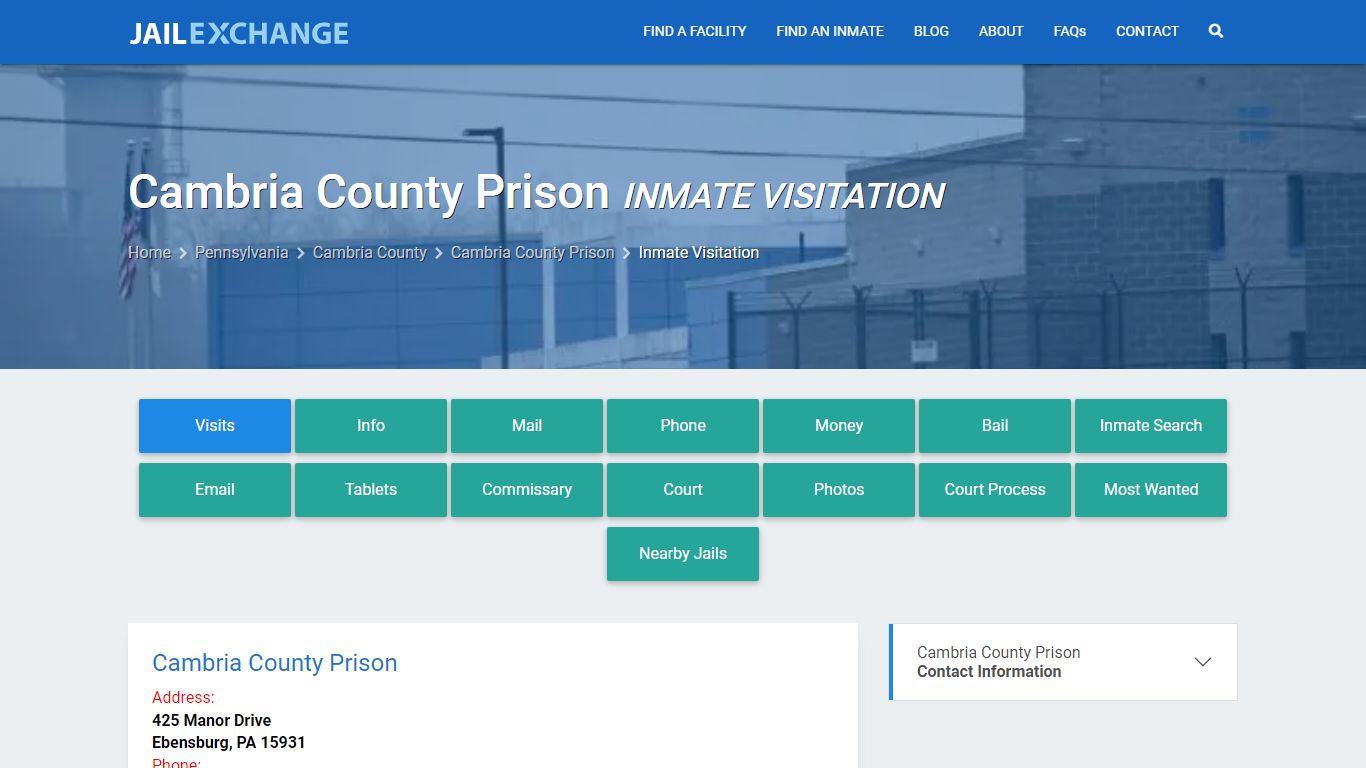 Inmate Visitation - Cambria County Prison, PA - Jail Exchange